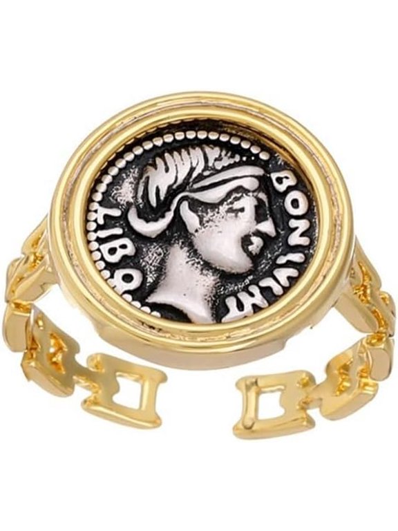 Myth Heroine Goddess Queen Coin Open Ring,Coin Ring,Adjustable Ring