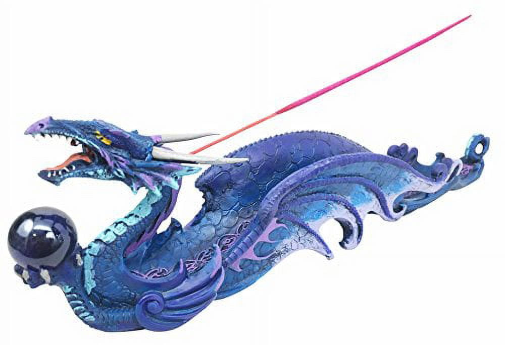Myth & Legend Blue Leviathan Deep Sea Dragon Incense Holder & Burner Figurine Sculpture For Fantasy Lovers Magic and Dungeons