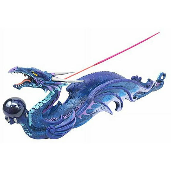 Myth & Legend Blue Leviathan Deep Sea Dragon Incense Holder & Burner Figurine Sculpture For Fantasy Lovers Magic and Dungeons