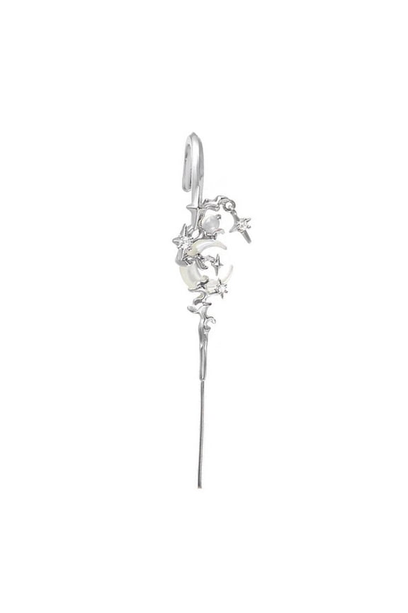 Myth Of The Moon Ear Hook Needle Piercing Earrin,Creative Star Moon Ear Hook Earrings,Punk Edgy Pin Hook Ear Cuff