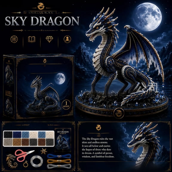 Mythic Beadmagic 3D Dragon DIY Bead Craft Kit, Handmade Beading Set For Mythical Figurine Making