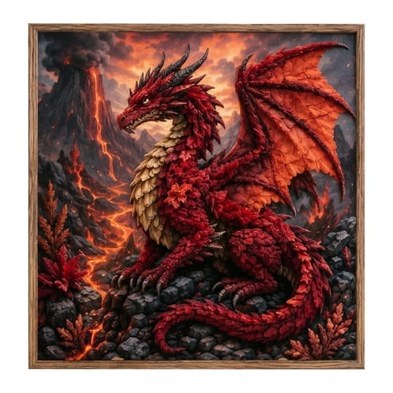 Mythic Dragon Realms DIY Fabric Poke Art Kit with Frame, 3D Textile Crafting Set for Stress Relief and Creative Decor, Unique Handcrafted Wall Hanging