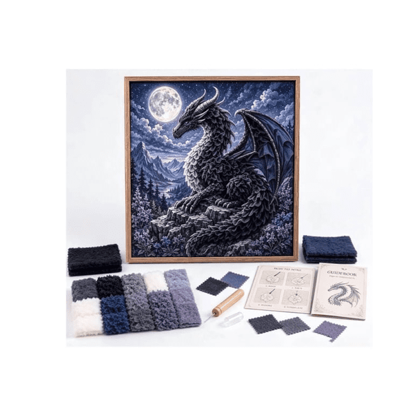 Mythic Dragon Realms Fabric Poke Art Kit – 3D Textile Craft with Frame, No-Sew DIY Stress Relief Decor, Unique Handmade Wall Hanging Gift