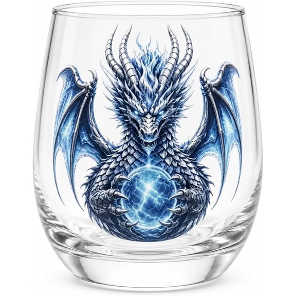 Mythic Glass Cup Crystal Orb 3D Dragon Design Glass Drinkware For Cocktails Bar Home Decor Collectible Art Piece Stemless Glass