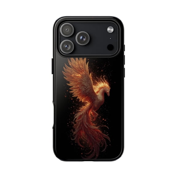 Mythic Phoenix Fire Pegasus Orange Tough Slim Phone Case for iPhone 17 16 15 14 13 12 11 Pro Max