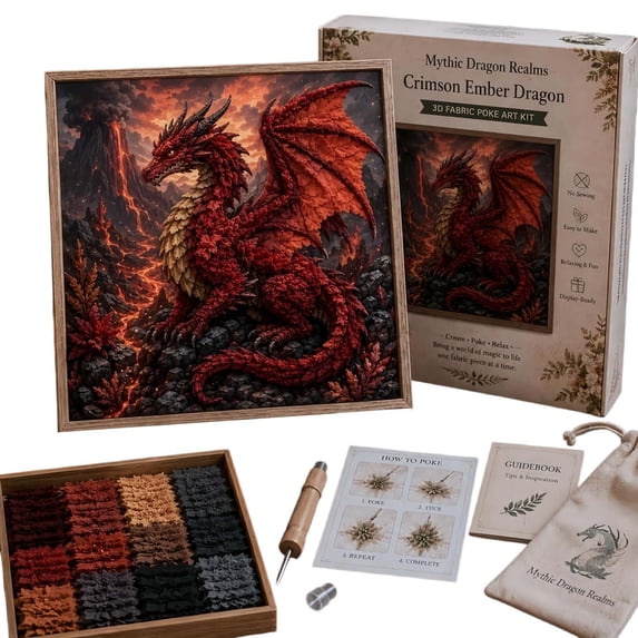 Mythic Realms 3D Art DIY Craft D Layered Texture Creative Hobby(Red ...