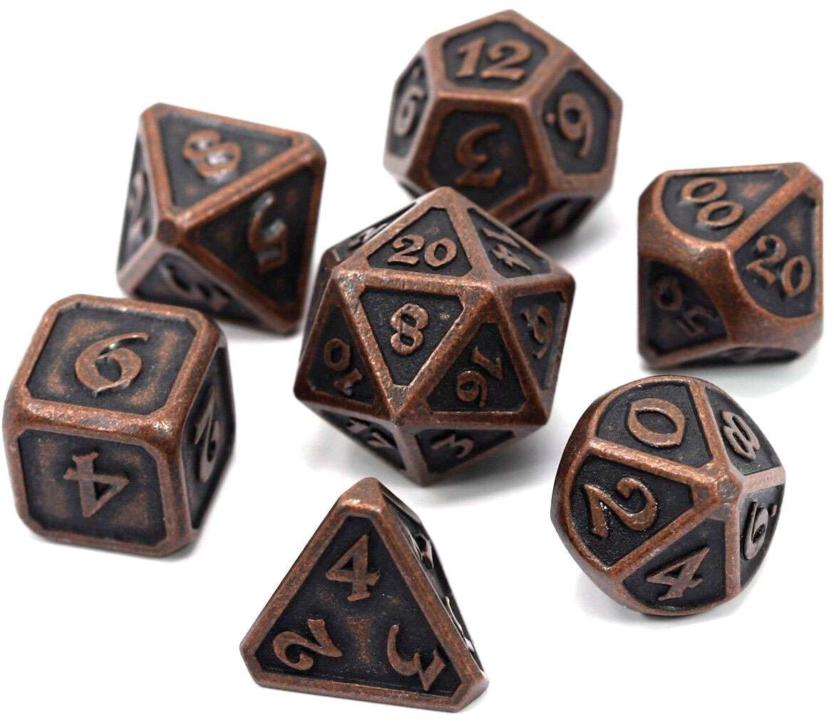 Mythica Dark Copper Metal Polyhedral 7-Die Dice Set