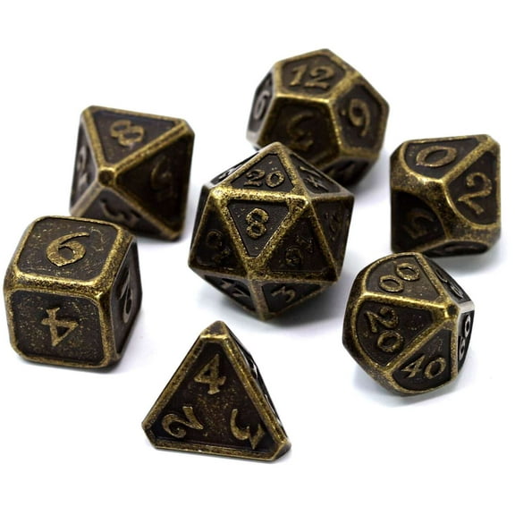 Mythica Dark Gold Metal Polyhedral 7-Die Dice Set