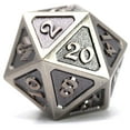 thumbnail image 1 of Mythica Dire Battleworn Silver D20 Metal Polyhedral Die, 1 of 5