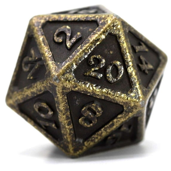 Mythica Dire Dark Gold D20 Metal Polyhedral Die