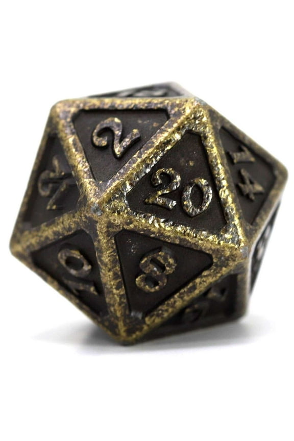 Mythica Dire Dark Gold D20 Metal Polyhedral Die