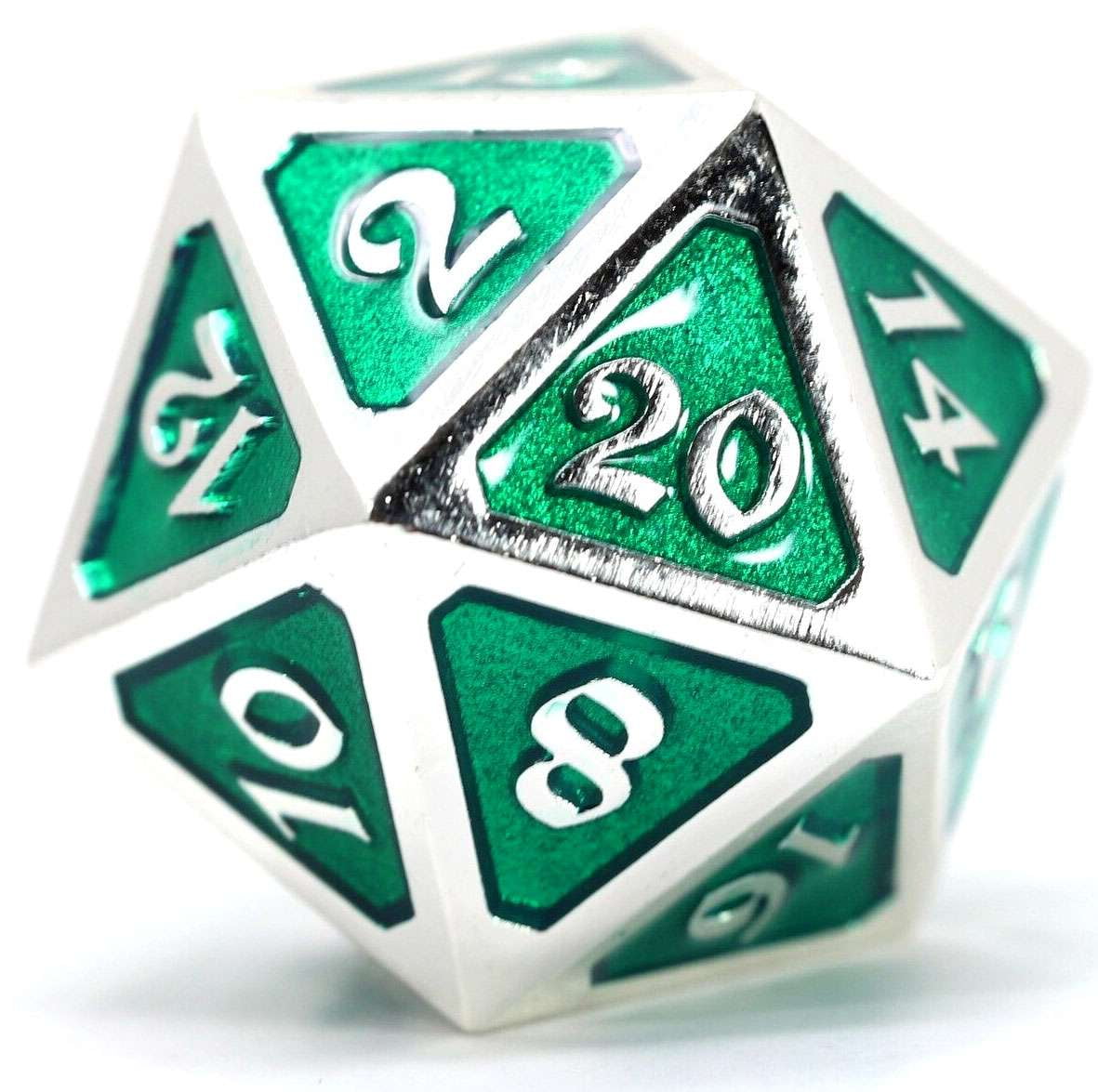 Mythica Dire Platinum Emerald D20 Metal Polyhedral Die - Walmart.com