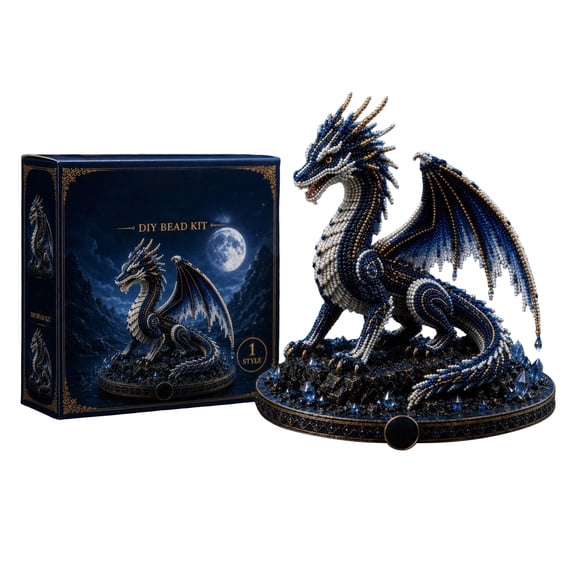 Mythical Animal DIY Bead Kit, 3D Beaded Fantasy Creature Making Kit, Unique Magical Animal Designs, Premium Plastic Beads Embroidery Craft Set (Dragon)