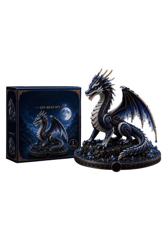 Mythical Animal DIY Bead Kit, 3D Beaded Fantasy Creature Making Kit, Unique Magical Animal Designs, Premium Plastic Beads Embroidery Craft Set (Dragon)