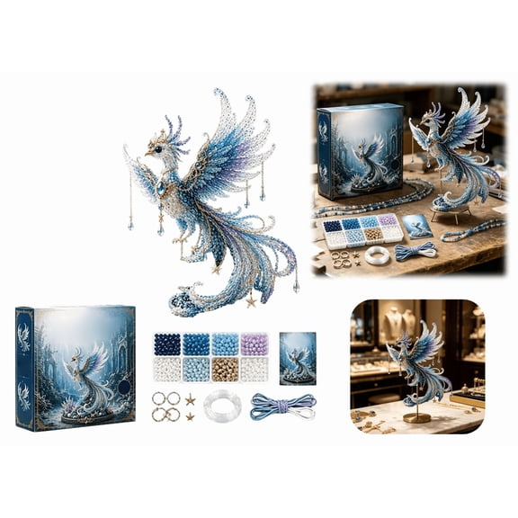 Mythical Animal DIY Bead Kit, 3D Beaded Fantasy Creature Making Set, High-Quality Plastic Beads Craft Kit for Handmade Enthusiasts and Art Lovers (Phoenix)