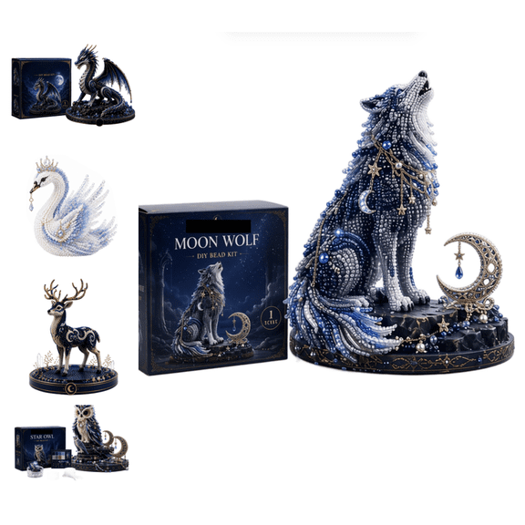 Mythical Animal DIY Bead Kit, Magical Creature Bead Craft, 3D Beaded Animal Making Set for Relaxing Screen Free Leisure Time (Wolf)