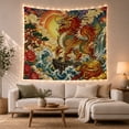 thumbnail image 1 of Mythical Beast on Waves with Lanterns and Sun, Majestic Illustration for Art Lovers, Digital Art Wall Decor, Housewarming Gift, Tapestry Wall Hanging for Living Room and Bedroom, 1 of 7