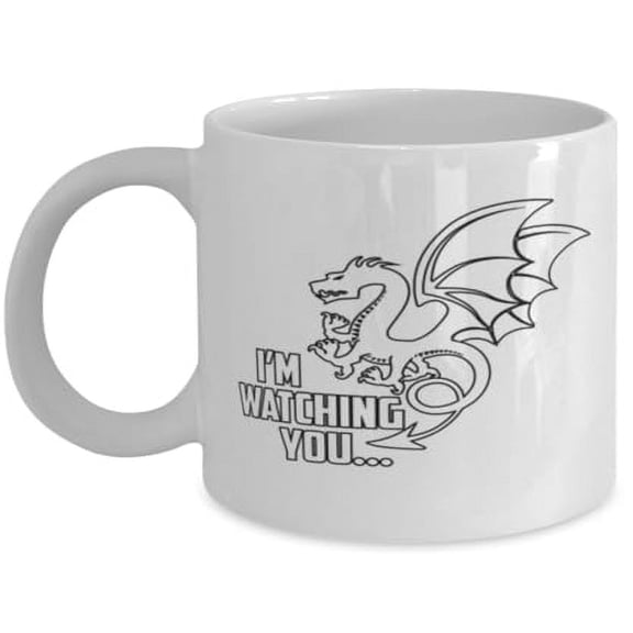 Mythical Creature 11 oz Coffee Mug - I'm Watching You White Ceramic Gift