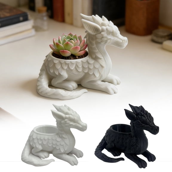 Mythical Creature Flower Pot Sculpture Planter • 3D Printed Decorative Pot • Resting Fantasy Figurine Planter •Cactus Holder For Home Office Decor