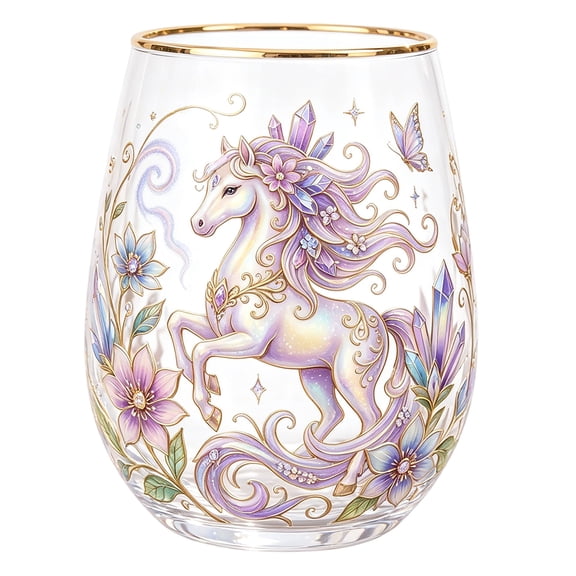 Mythical Creature Glass Crystal Glassware Fairy Tale Gift for Home Bar Use Whimsical Barware Fantasy Home Decor with Gold Rim Single Piece