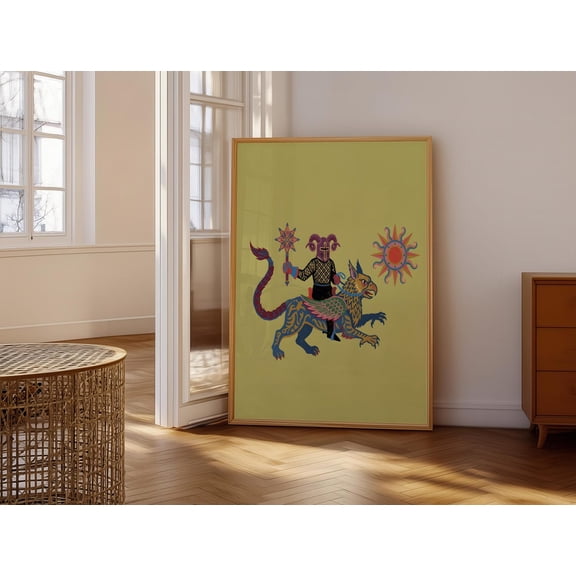 Mythical Creature Rider Fantasy Wall Art Decor Unframed Paper Print
