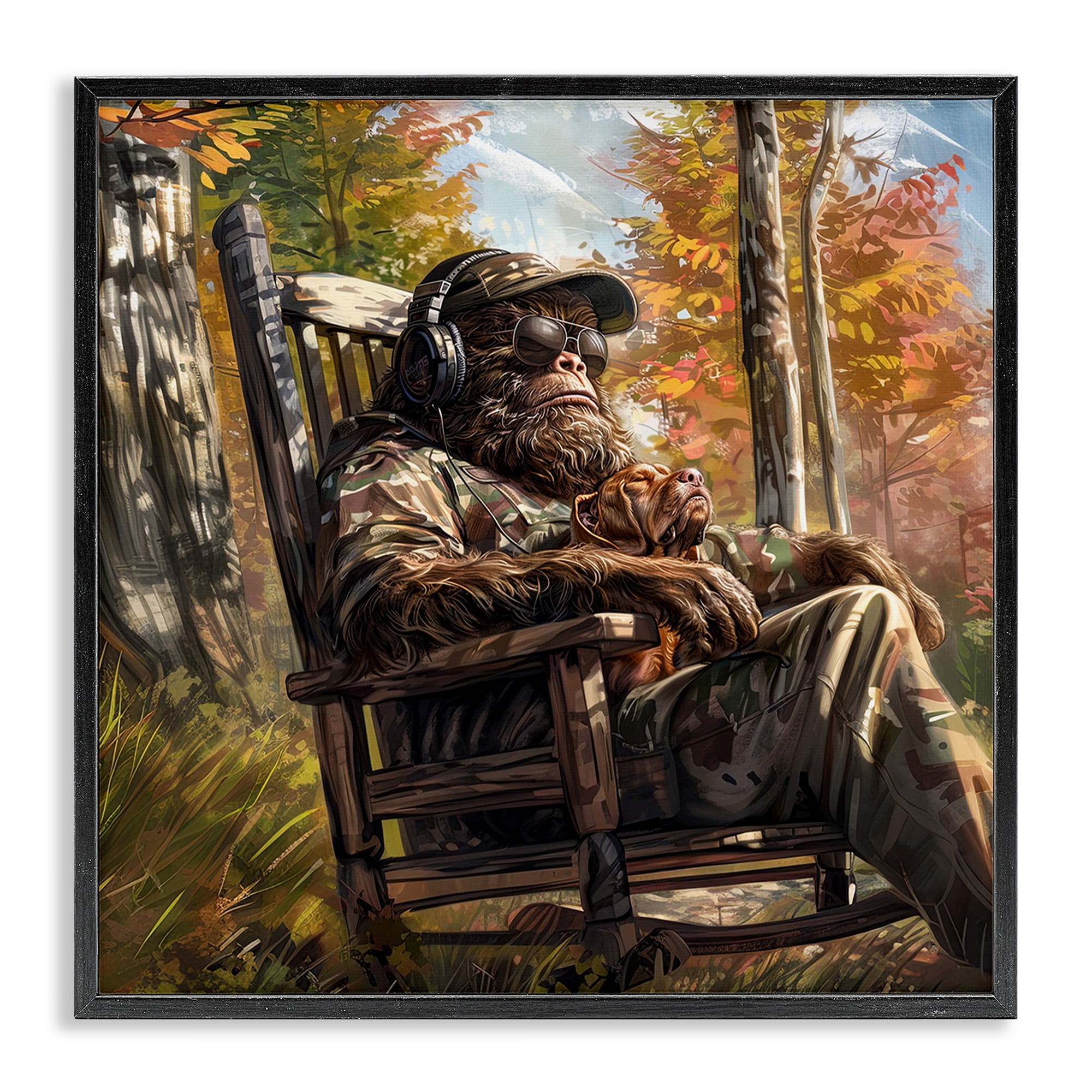 Mythical Creature with Headphones Black Framed Giclee Art, design by Jim Baldwin