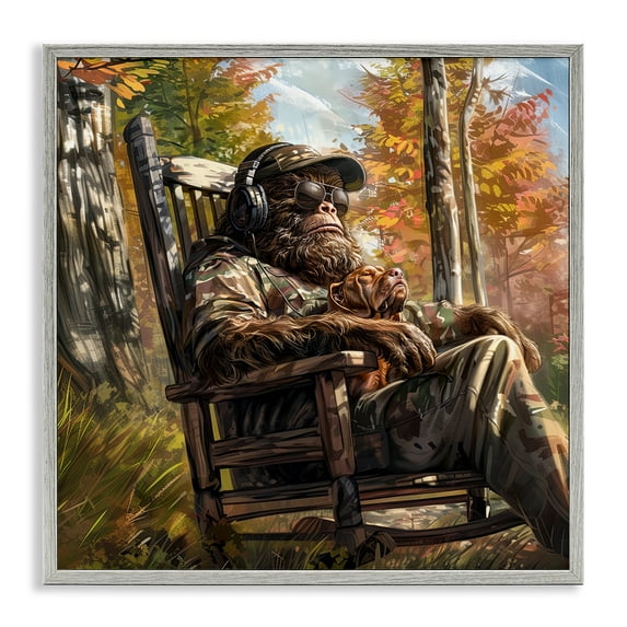 Mythical Creature with Headphones Gray Framed Giclee Art, design by Jim Baldwin