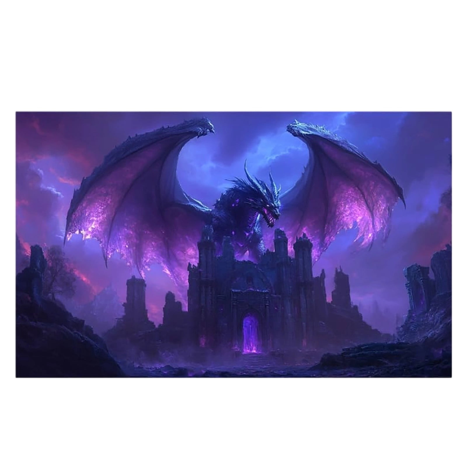 Mythical Dragon Backdrop Fantasy Castle Ruins Photo Background ...