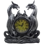 Mythical Dragon Duo Antique Look Desk Clock with Roman Numerals for Medieval D cor by Home n Gifts