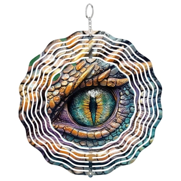 Mythical Dragon Eye Fantasy 3D Wind Spinner Stainless Steel Kinetic Art Bar Kitchen Coffee Shop Decor Gift 10 Inch