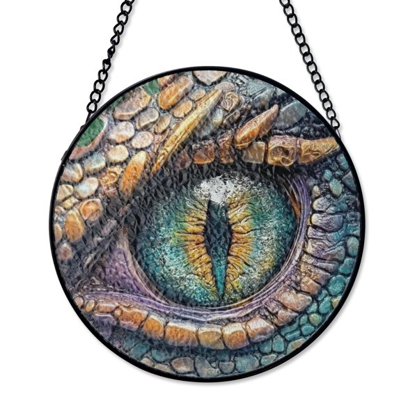 Mythical Dragon Eye Fantasy Stained Glass Suncatcher Bar Kitchen Coffee Shop Decor Gift
