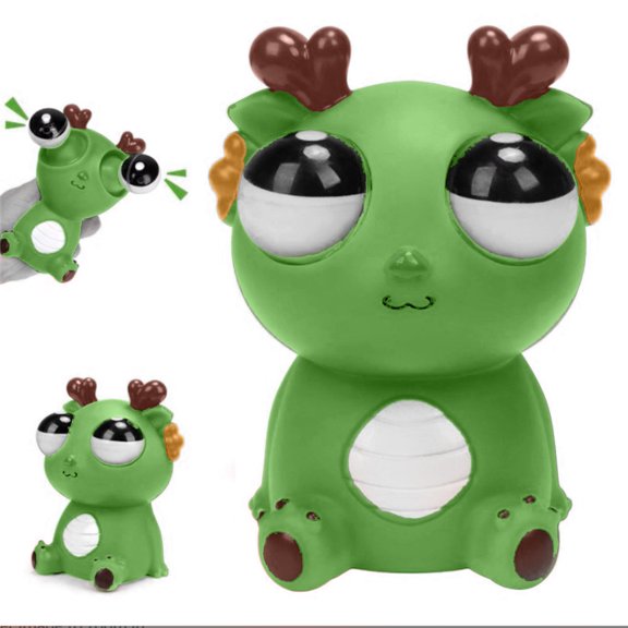 Mythical Dragon Eye Popping Squeeze Toy, Creative Stress Management Figurine, Soft Plastic Sensory Fidget for Focus, Hand Therapy, and Desktop Decoration Green