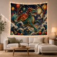 thumbnail image 1 of Mythical Dragon Over Turbulent Waves, Mystical Fantasy Decor for Dragon Lovers, Japanese Wall Art Housewarming Gift Tapestry Wall Hanging for Living Room and Bedroom, 1 of 7