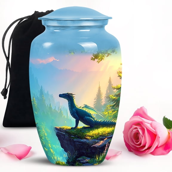 Mythical Dragon Urns For Human Ashes Adult Male - Large Cremation Urn For Ashes Mother And Father - Cremains Gifs For Decorative 10Inch To 200 Cubic Inches Capacity Include Velvet Bag