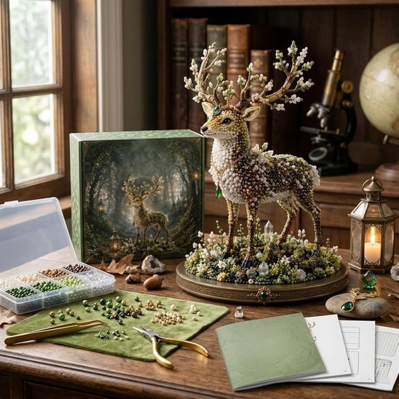 Mythical Forest Beaded Animal DIY Kit, Creative Fantasy Craft Set, Great Handmade Gift for Birthday Holiday for DIY Hobbyists (Elk)