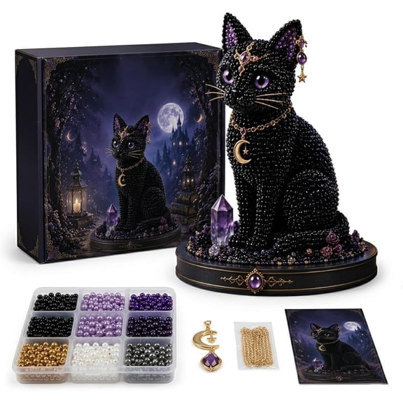 Mythical Forest DIY Bead Kit Collection, Tiny 3D Beaded Animal DIY Kit, 3D Beaded Animal Kit for Adults, Creative Fantasy Craft Set, Birthday Decoration Gifts for Beginners(Cat)