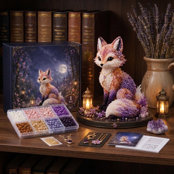 Mythical Forest DIY Bead Kit, Tiny 3D Beaded Animal Making Kit for Adults Beginners, Complete Fantasy Craft Set with Beads Tools, Creative Desktop Ornament Birthday Gift A