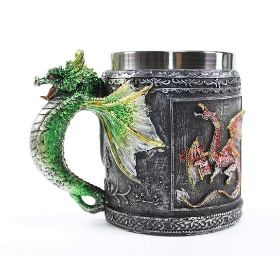 Mythical Green Royal Dragon Mug Serpent Handle Medieval Collectible Stein Halloween Magical Party Home Decor Gift G16591