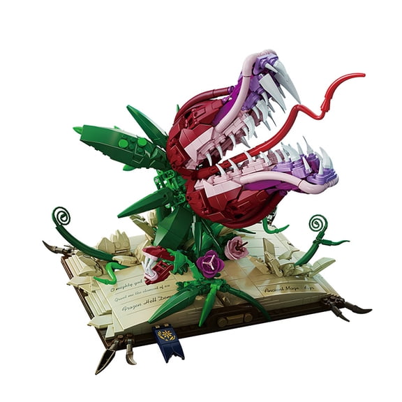 Mythical "Grimoire's Maw" Blocks - Enchanted Carnivorous Flower from Shadow Library Series, Unique Dark Fantasy Keepsake for Mystery Fans, 1208 Pcs