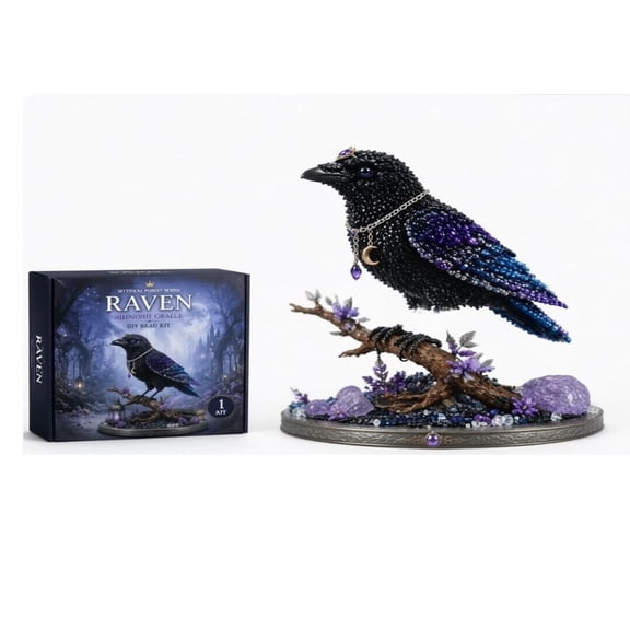Mythical Guardian 3D Beaded Animal Kit, Complete Diy Animal Beading Kit (Raven)