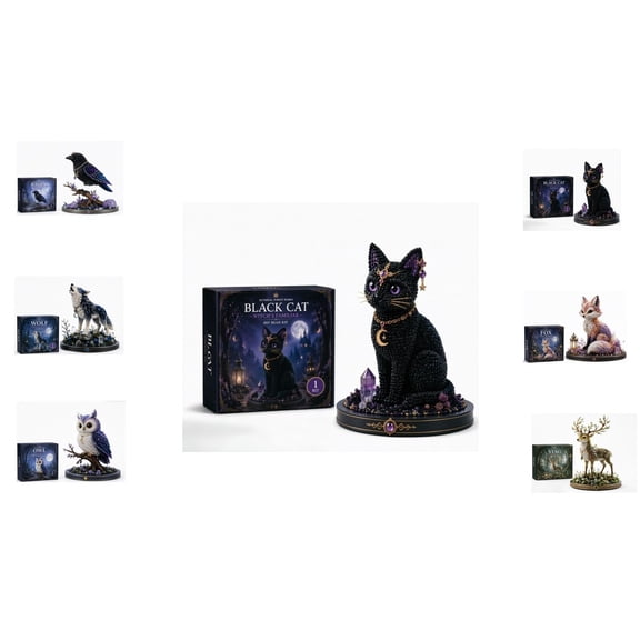 Mythical Guardian 3D Beaded Animal Kit, Premium Diy Animal Beading Kit, Handmade Home Decor Gift (Cat)