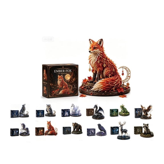 Mythical Guardian 3D Beaded Animal Kit, Premium Diy Animal Beading Kit, Handmade Home Decor Gift (Ember Fox)