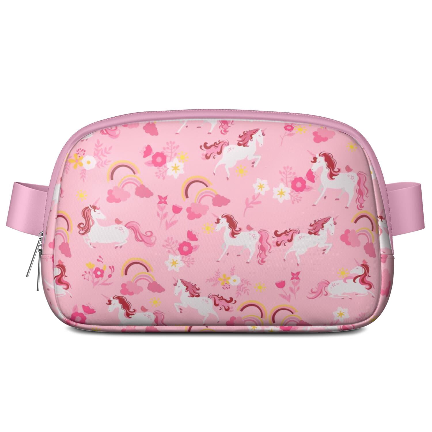 Mythical Horse Pattern Sling Bag – Cute Rainbow Unicorn Fanny Pack for Women with Water-Resistant Zipper Compartments and Adjustable Waist Strap