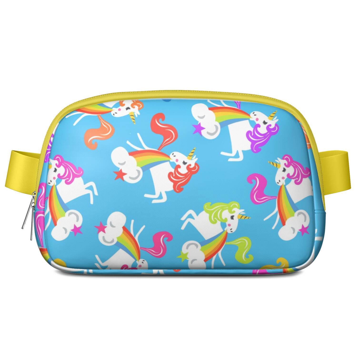 Mythical Horse Pattern Sling Bag – Cute Rainbow Unicorn Fanny Pack for Women with Water-Resistant Zipper Compartments and Adjustable Waist Strap