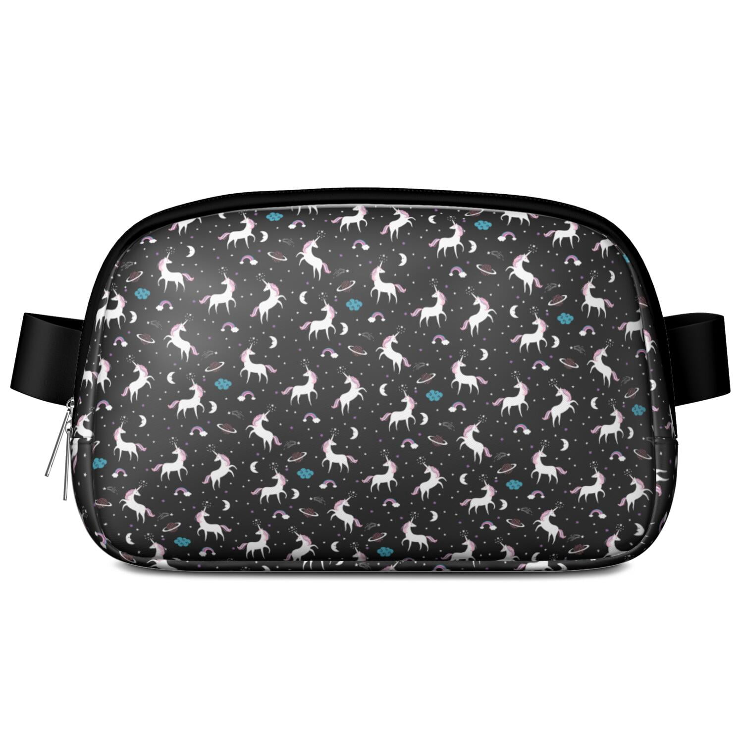 Mythical Horse Pattern Sling Bag – Cute Rainbow Unicorn Fanny Pack for Women with Water-Resistant Zipper Compartments and Adjustable Waist Strap