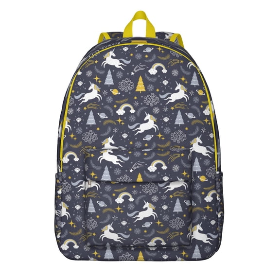 Mythical Horse Unicorn Backpack, Lightweight School Bag with Rainbow Cartoon Design and Cute Print Pattern