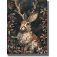 thumbnail image 1 of Mythical Jackalope Canvas Art Print, Dark Academia Animal Wall Art, Magical Woodland Jackrabbit Painting, Forestcore Decor, Whimsigoth Aesthetic, Bedroom Living Room Gallery Decor 12x16inch Unframed, 1 of 4