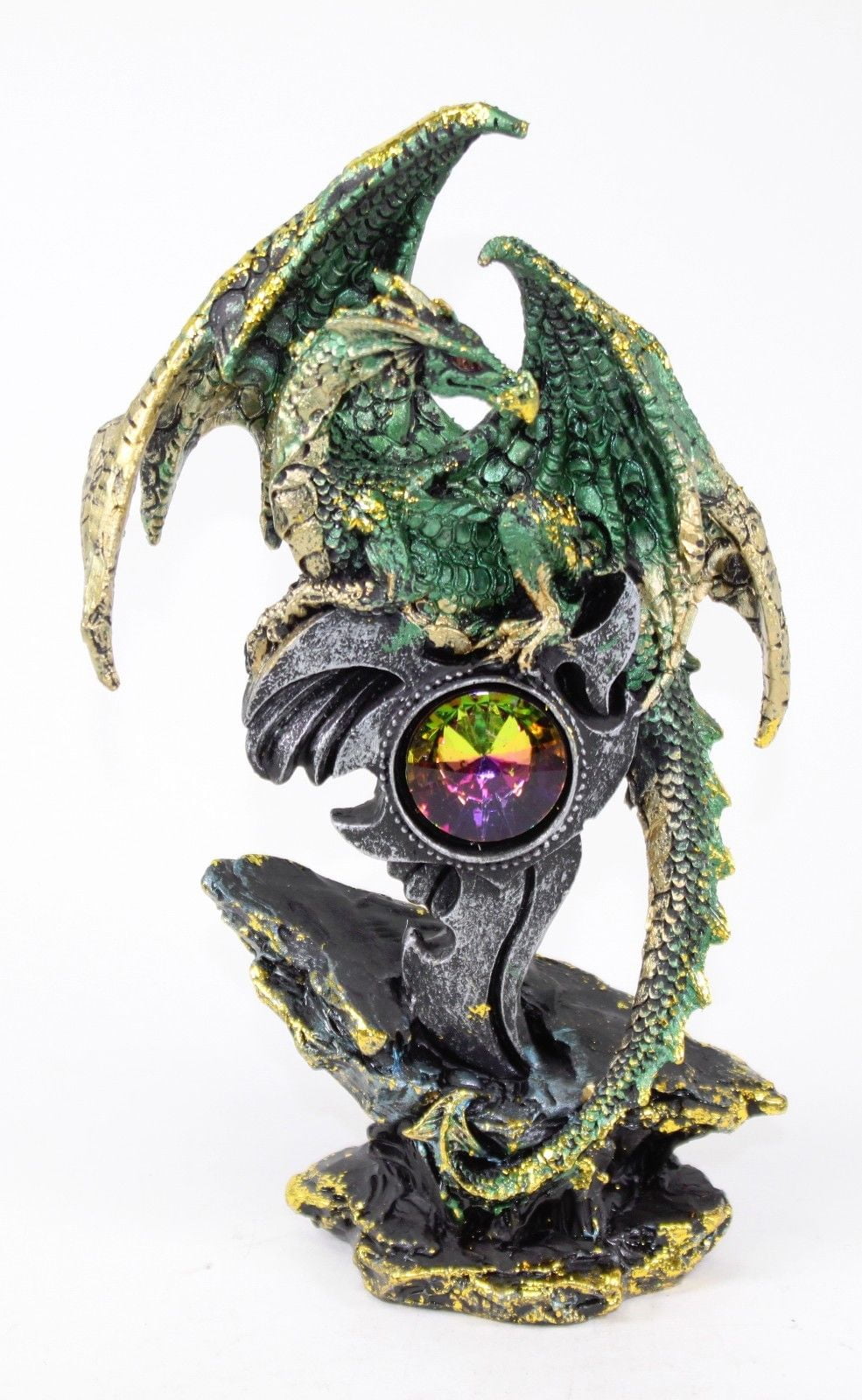 Mythical Medieval Dragon Statue 7" Green Western Dark Legend Office Home Decor. G16573