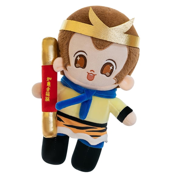 Mythical Monkey Plush Stuffed Toy with Jingubang Cartoon Character Dolls Couch Office Display Dolls for Game Player