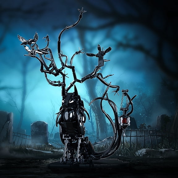 Mythical Nine-Tailed Fox Monster Building Blocks Set | Dark Fantasy Fox Creature Model | Intricate Black Silhouette Design | DIY Assembly Brick | Gift for Fantasy Lovers